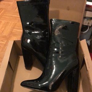 Black faux latex boot heels!! SIZE 8